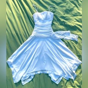 beautiful sheer midi dress with satin hem